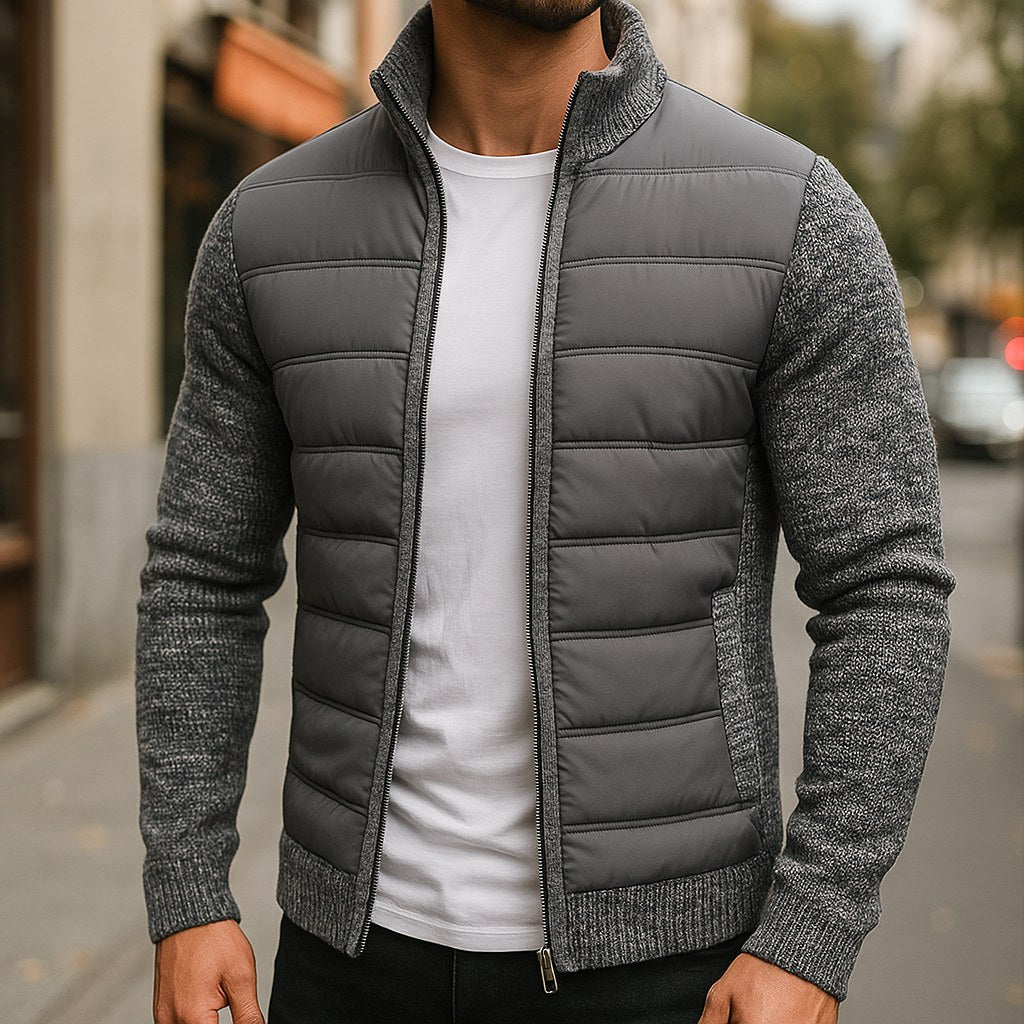 Logan | Men's Quilted Padded Jacket, Structured Everyday Jacket | Animated Apparel | Dark Grey