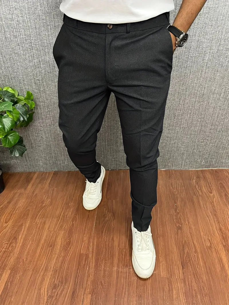 Maverick | Men's Slim-Fit Tapered Trousers, Tailored Office Trousers | Animated Apparel