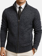 Logan | Men's Zip-Front Cardigan, Long Sleeve Knit Jumper | Animated Apparel | Gray