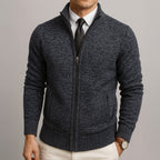 Logan | Men's Zip-Front Cardigan, Long Sleeve Knit Jumper | Animated Apparel | Beige