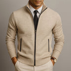 Logan | Men's Zip-Front Cardigan, Long Sleeve Knit Jumper | Animated Apparel | Red