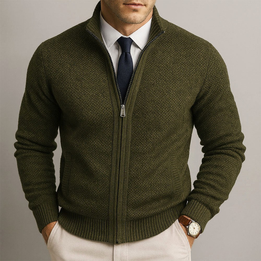 Logan | Men's Zip-Front Cardigan, Long Sleeve Knit Jumper | Animated Apparel