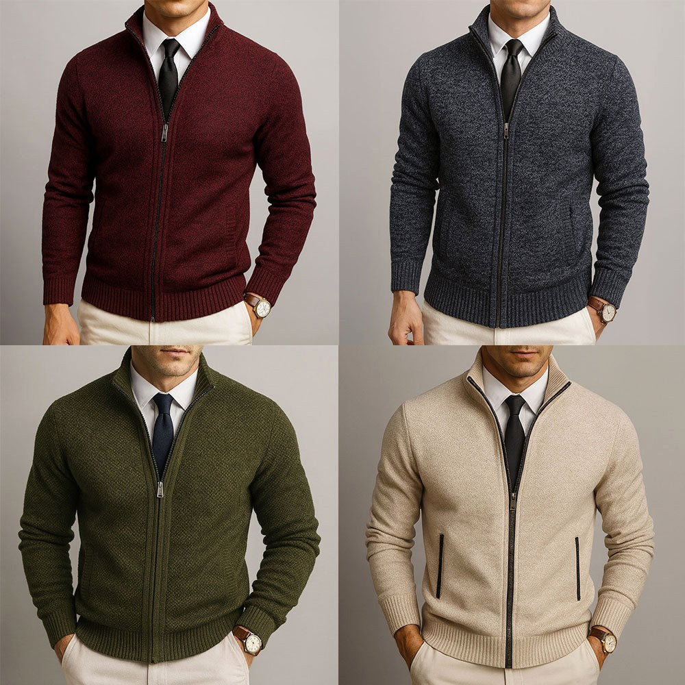 Logan | Men's Zip-Front Cardigan, Long Sleeve Knit Jumper | Animated Apparel