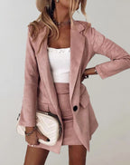 Grace | Women's Tailored Blazer and Mini Skirt Set, Two-Piece Suit | Animated Apparel