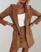 Grace | Women's Tailored Blazer and Mini Skirt Set, Two-Piece Suit | Animated Apparel