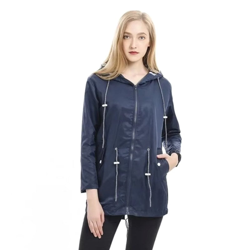 Lorraine | Women's Hooded Lightweight Raincoat, Water-Resistant Windproof Coat | Animated Apparel | Yellow