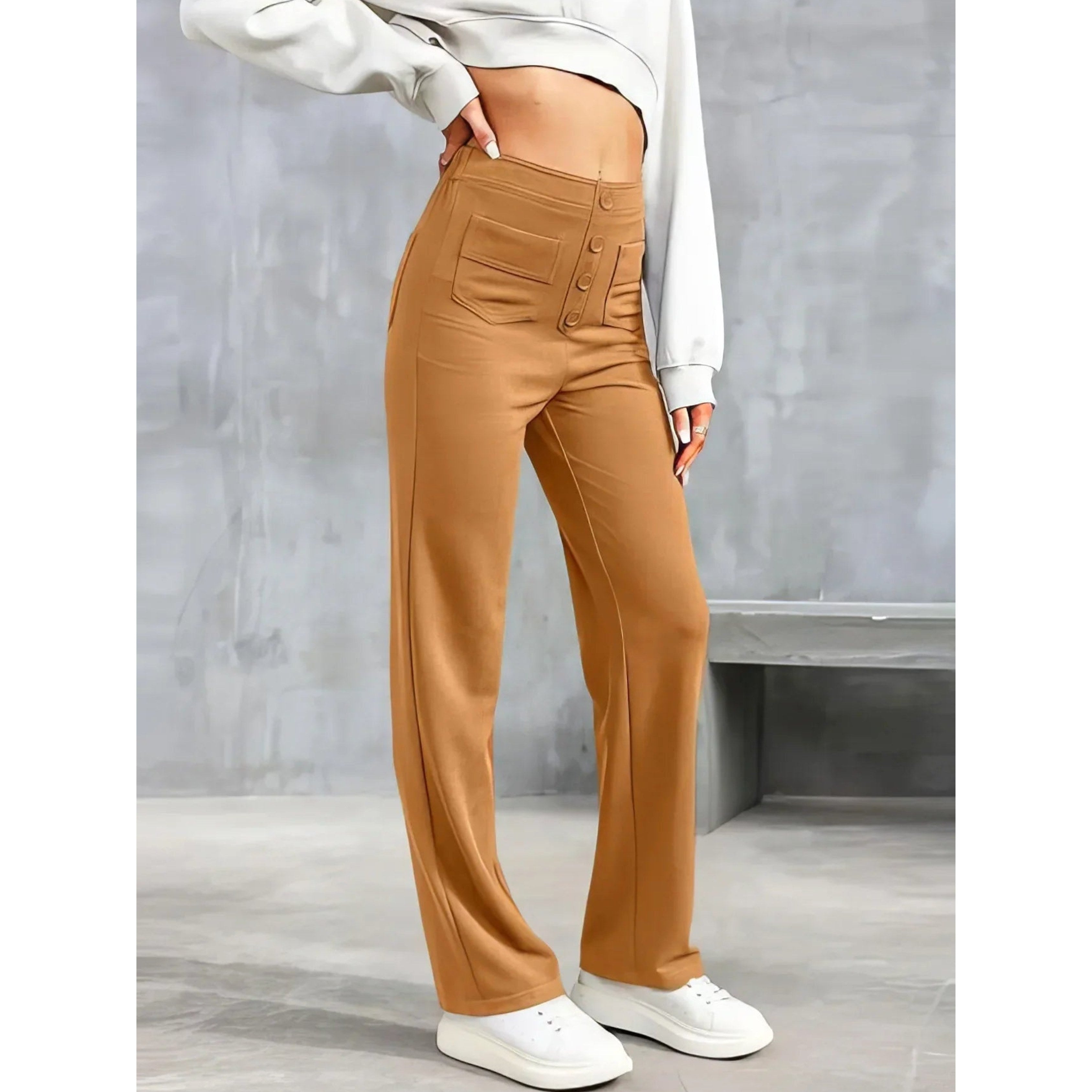Lottie | Women's High-Waist Stretch Trousers, Comfortable Everyday Trousers | Animated Apparel