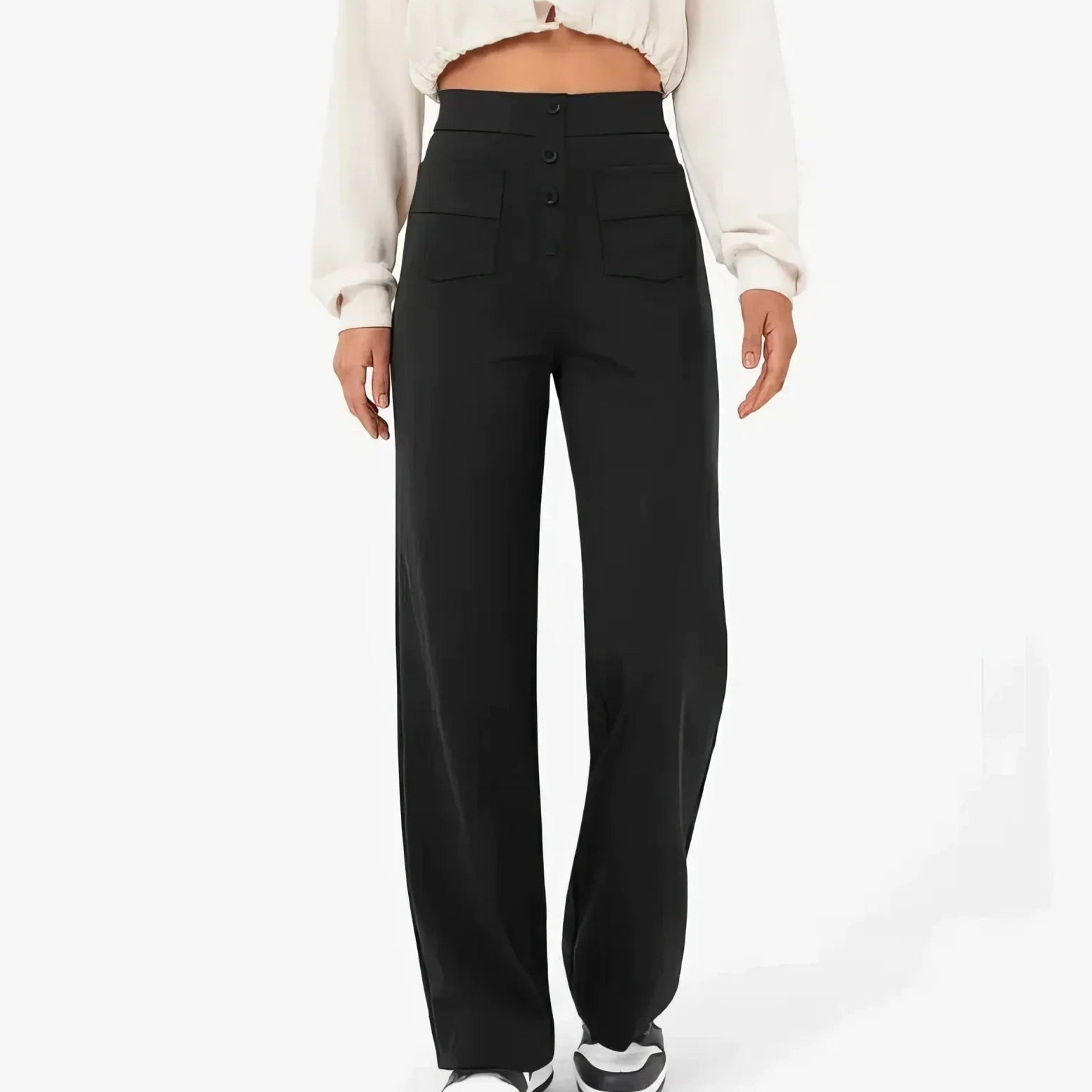 Lottie | Women's High-Waist Stretch Trousers, Comfortable Everyday Trousers | Animated Apparel