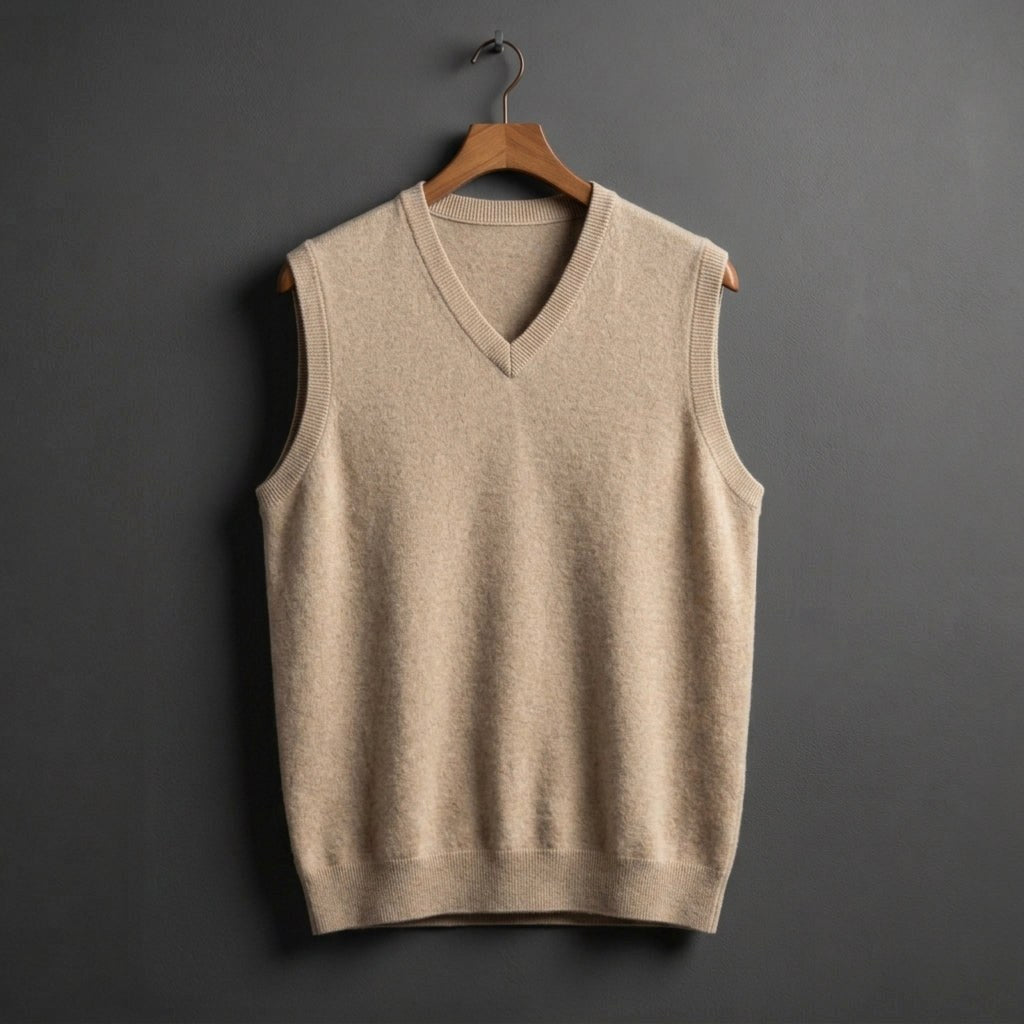Louis | Men's Cashmere-Blend V-Neck Vest, Layering Jumper | Animated Apparel