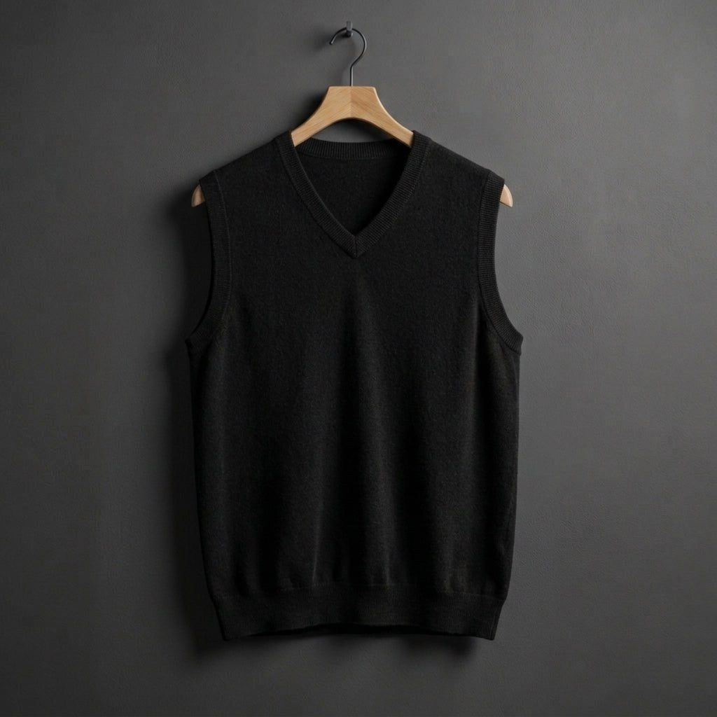 Louis | Men's Cashmere-Blend V-Neck Vest, Layering Jumper | Animated Apparel