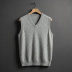 Louis | Men's Cashmere-Blend V-Neck Vest, Layering Jumper | Animated Apparel