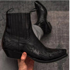 Lucas | Men's Vintage Cowboy Boots with Stitching, Western Boots | Animated Apparel | Black