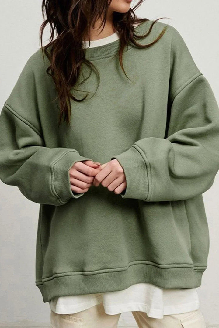 Lucienne | Women's Oversized Round-Neck Sweatshirt, Relaxed Fit Jumper | Animated Apparel | Light Grey
