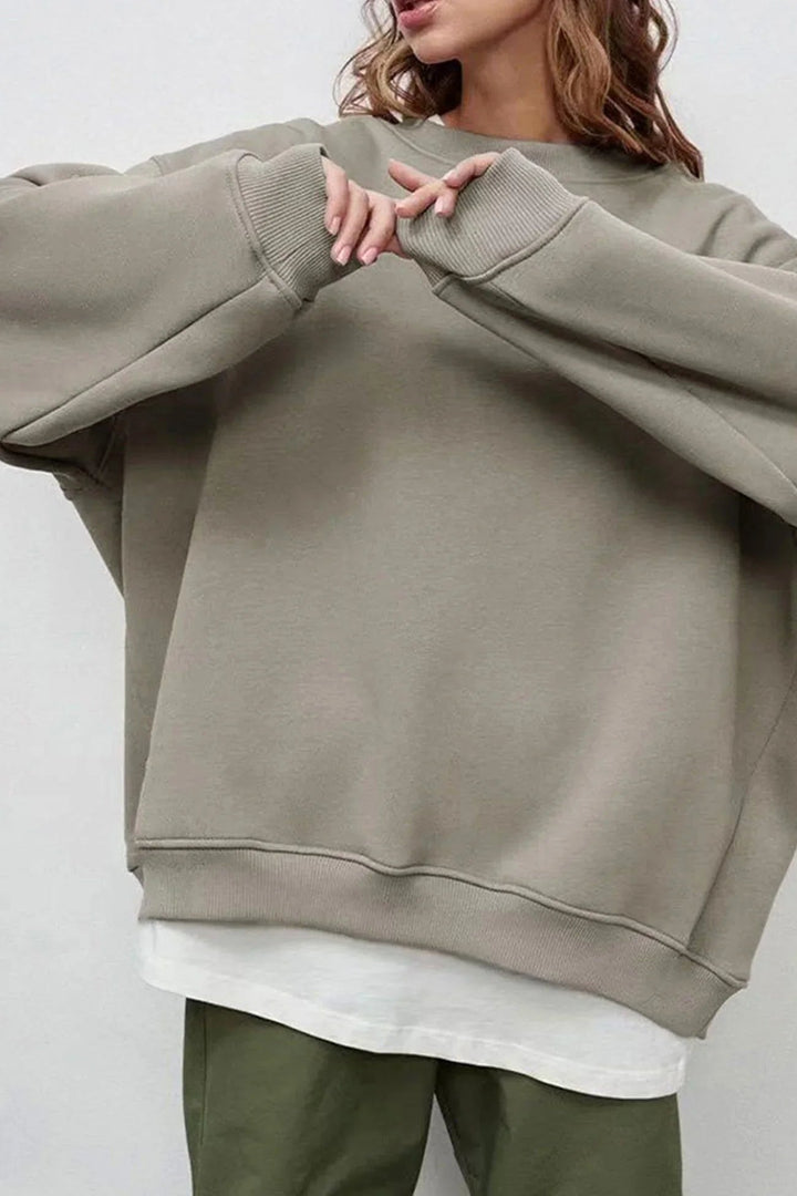 Lucienne | Women's Oversized Round-Neck Sweatshirt, Relaxed Fit Jumper | Animated Apparel | Dark Grey