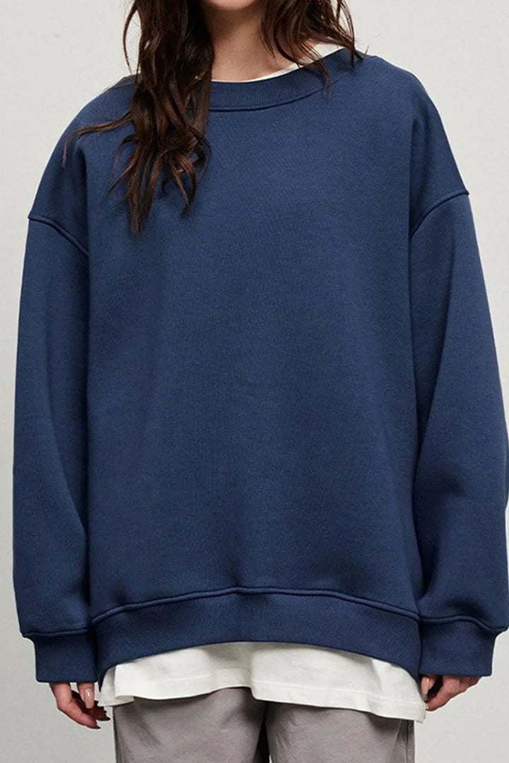 Lucienne | Women's Oversized Round-Neck Sweatshirt, Relaxed Fit Jumper | Animated Apparel | Brown
