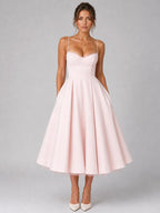 Lucy | Women's Corset Midi Dress with Full Skirt, Sweetheart Neckline Occasion Dress | Animated Apparel | Pink