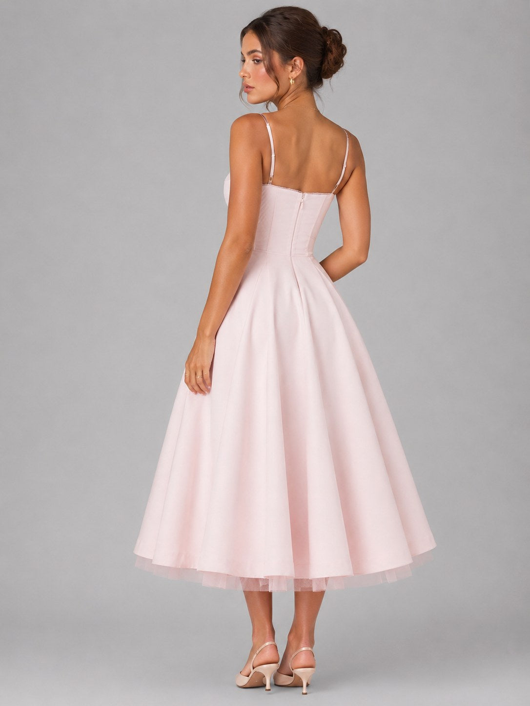 Lucy | Women's Corset Midi Dress with Full Skirt, Sweetheart Neckline Occasion Dress | Animated Apparel | Light Blue