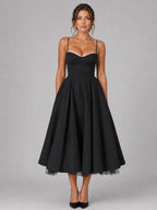 Lucy | Women's Corset Midi Dress with Full Skirt, Sweetheart Neckline Occasion Dress | Animated Apparel