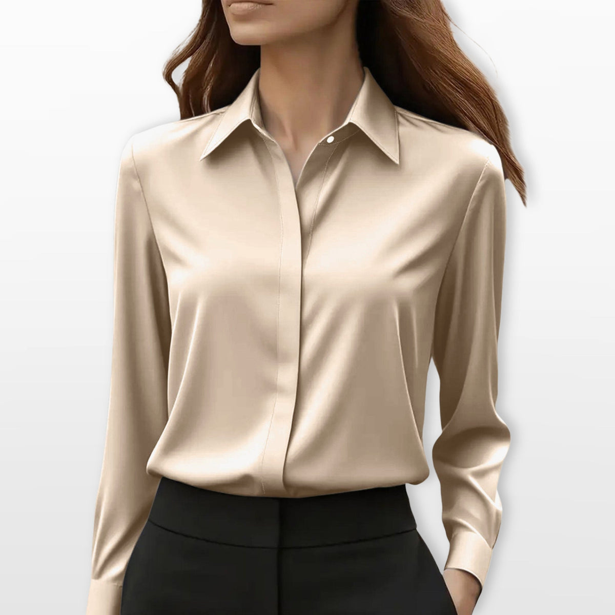 Isabella | Women's Satin Shirt Blouse, Elegant Office Blouse | Animated Apparel