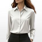 Isabella | Women's Satin Shirt Blouse, Elegant Office Blouse | Animated Apparel