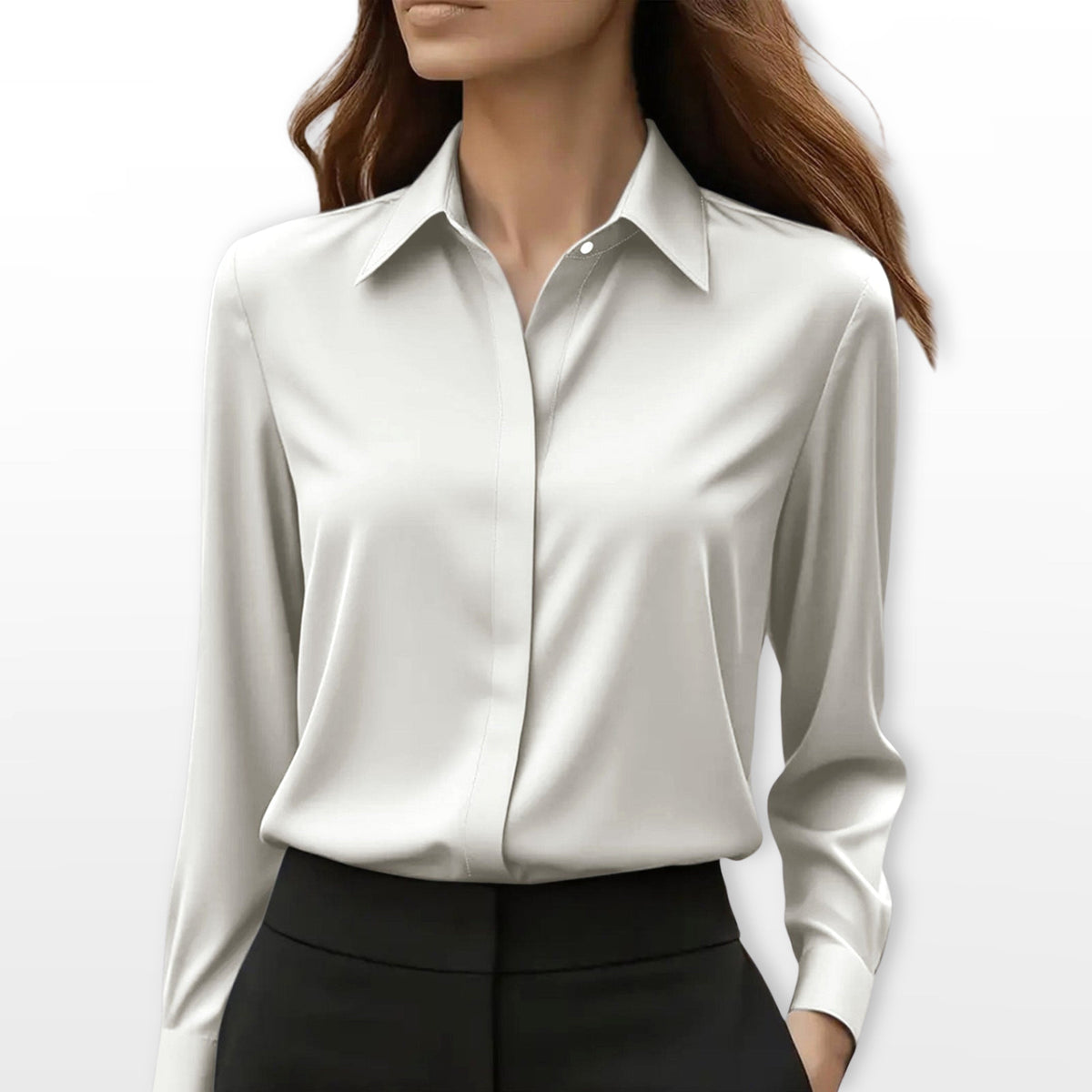 Isabella | Women's Satin Shirt Blouse, Elegant Office Blouse | Animated Apparel