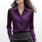 Isabella | Women's Satin Shirt Blouse, Elegant Office Blouse | Animated Apparel