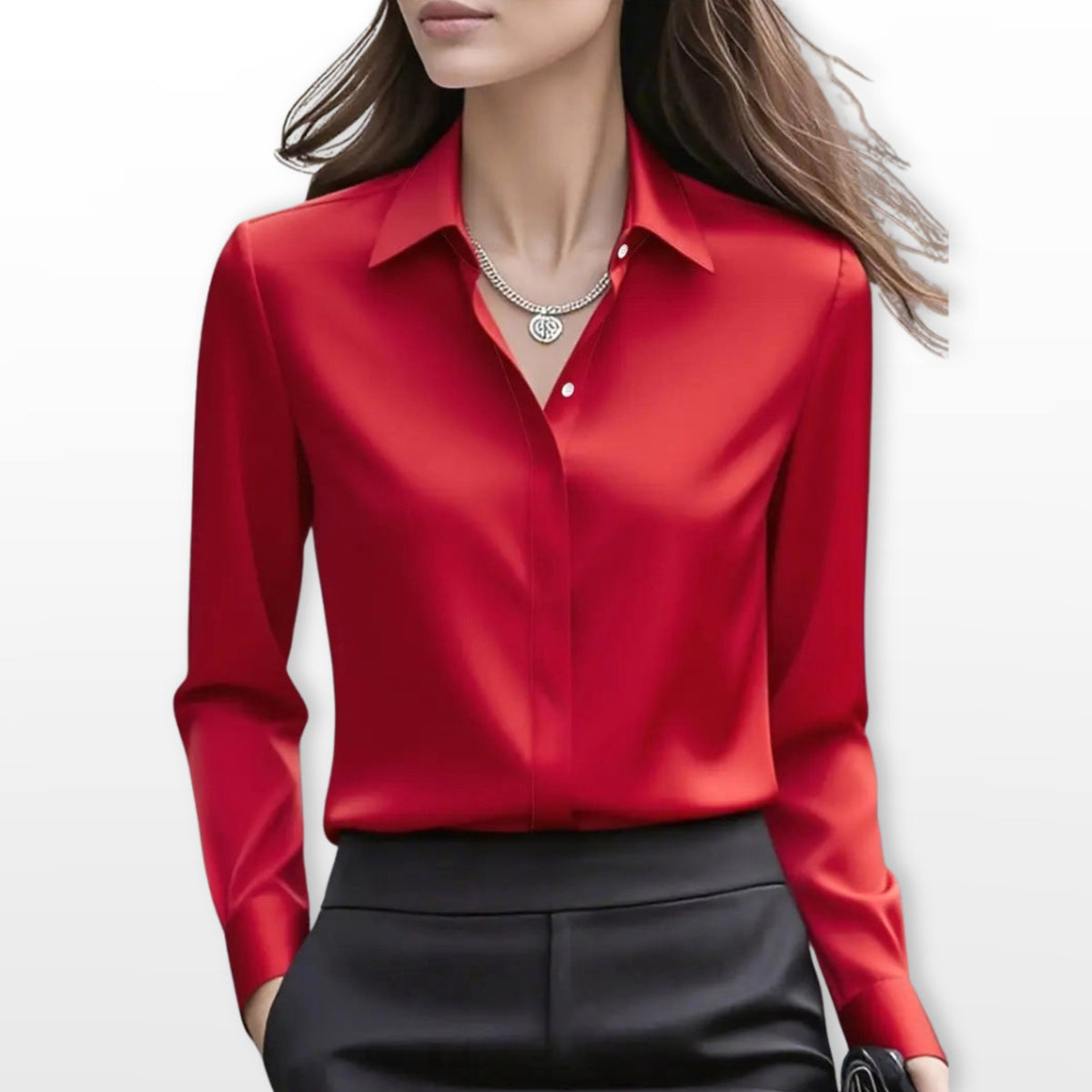Isabella | Women's Satin Shirt Blouse, Elegant Office Blouse | Animated Apparel
