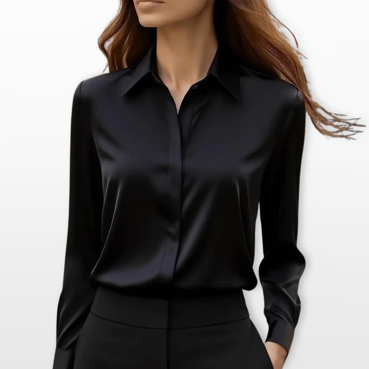 Isabella | Women's Satin Shirt Blouse, Elegant Office Blouse | Animated Apparel