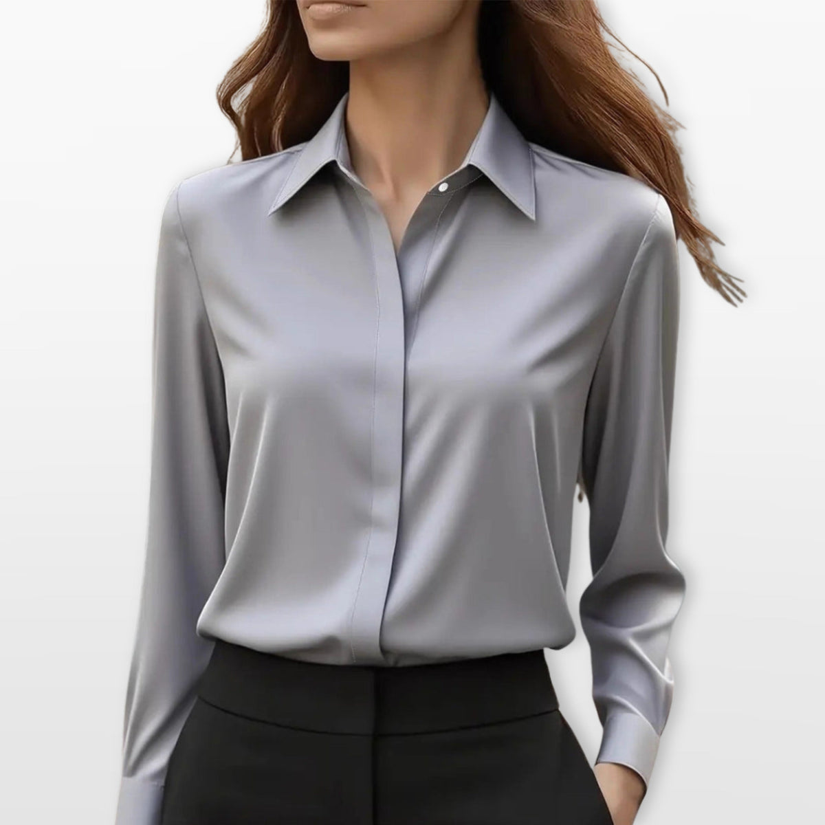 Isabella | Women's Satin Shirt Blouse, Elegant Office Blouse | Animated Apparel