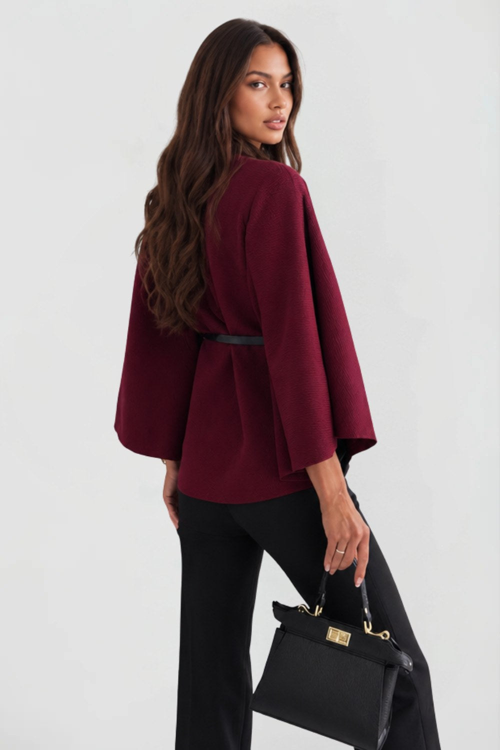 Josephine | Women's Oversized Wool Winter Coat, Cape Sleeve Jacket | Animated Apparel | Black
