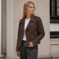 Mabel | Women's Vintage Leather Jacket, Fitted Zip Jacket | Animated Apparel