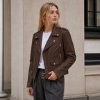 Mabel | Women's Vintage Leather Jacket, Fitted Zip Jacket | Animated Apparel