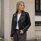 Mabel | Women's Vintage Leather Jacket, Fitted Zip Jacket | Animated Apparel