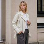 Mabel | Women's Vintage Leather Jacket, Fitted Zip Jacket | Animated Apparel
