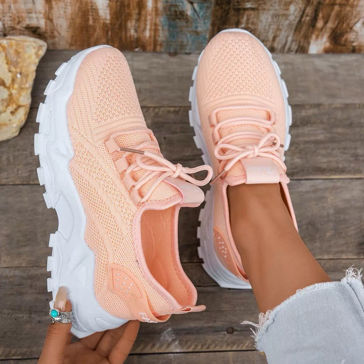 Macy | Women's Orthopedic Sneakers - Peach