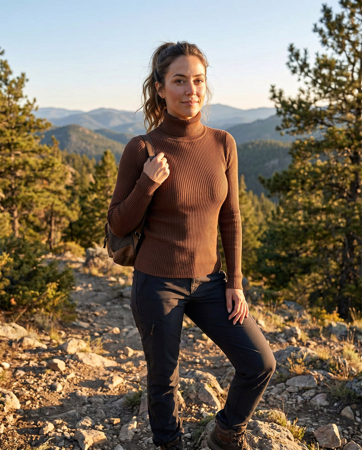 Madeleine | Women's Ribbed Turtleneck Jumper, Textured Knit Sweater | Animated Apparel