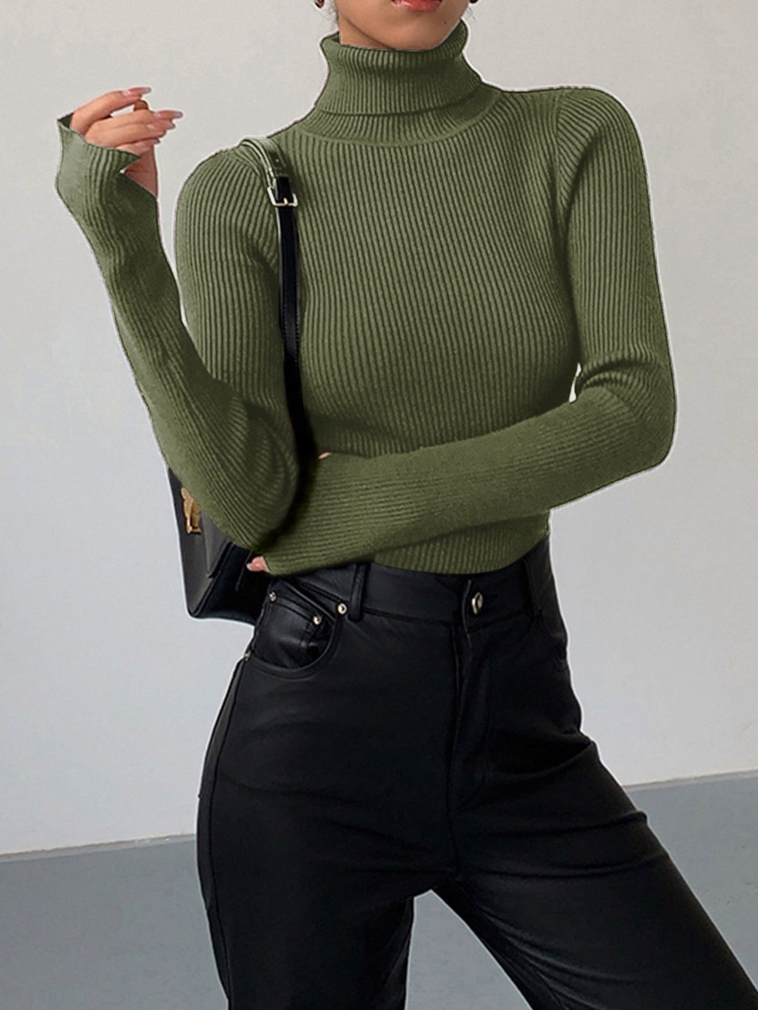 Madeleine | Women's Ribbed Turtleneck Jumper, Textured Knit Sweater | Animated Apparel