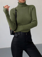 Madeleine | Women's Ribbed Turtleneck Jumper, Textured Knit Sweater | Animated Apparel