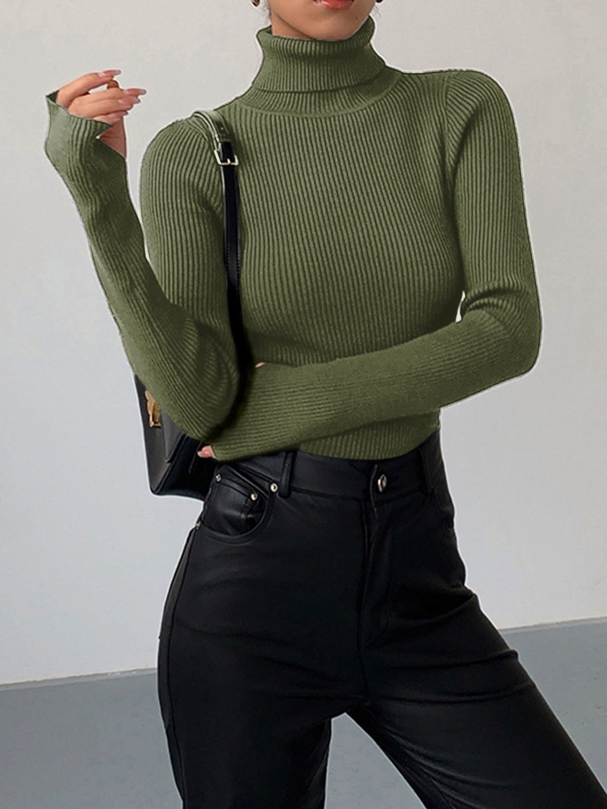 Madeleine | Women's Ribbed Turtleneck Jumper, Textured Knit Sweater | Animated Apparel