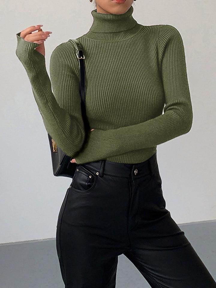 Madeleine | Women's Ribbed Turtleneck Jumper, Textured Knit Sweater | Animated Apparel