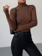 Madeleine | Women's Ribbed Turtleneck Jumper, Textured Knit Sweater | Animated Apparel