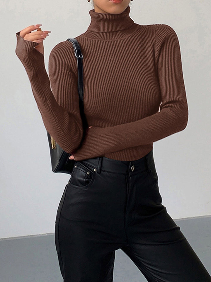 Madeleine | Women's Ribbed Turtleneck Jumper, Textured Knit Sweater | Animated Apparel