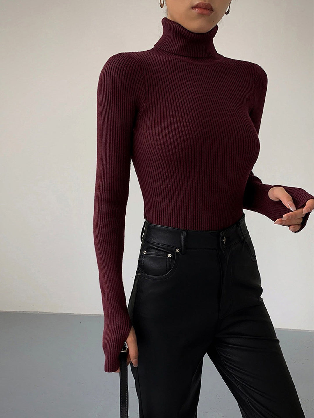 Madeleine | Women's Ribbed Turtleneck Jumper, Textured Knit Sweater | Animated Apparel