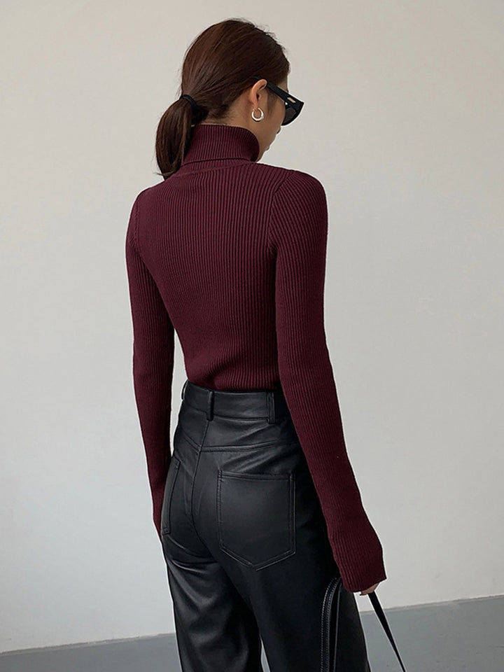 Madeleine | Women's Ribbed Turtleneck Jumper, Textured Knit Sweater | Animated Apparel