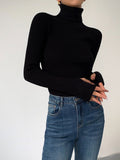 Madeleine | Women's Ribbed Turtleneck Jumper, Textured Knit Sweater | Animated Apparel