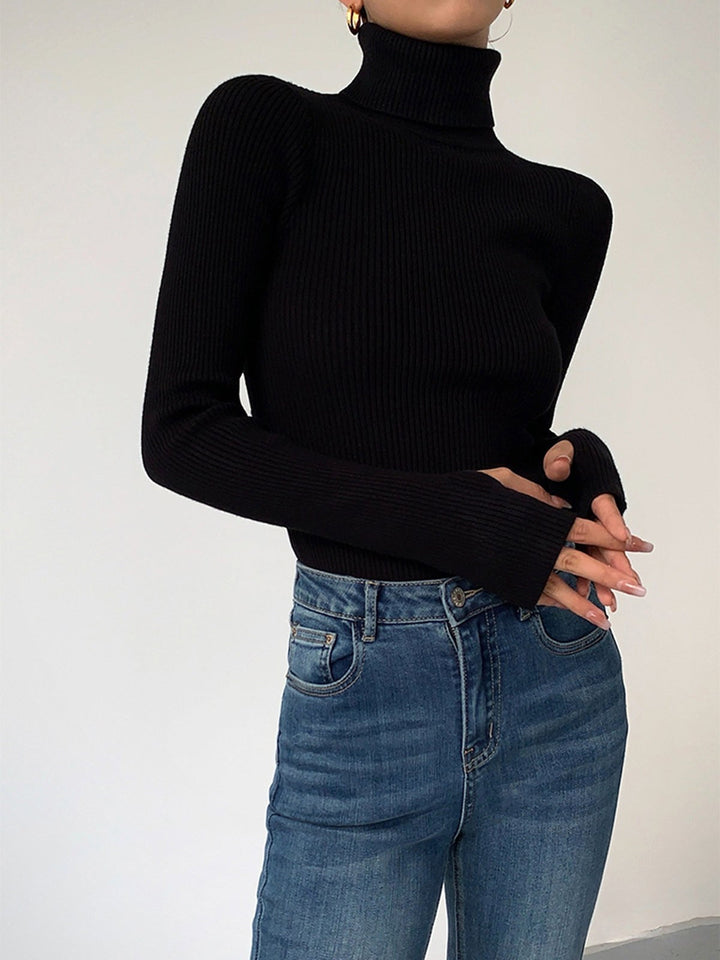 Madeleine | Women's Ribbed Turtleneck Jumper, Textured Knit Sweater | Animated Apparel