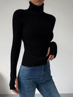 Madeleine | Women's Ribbed Turtleneck Jumper, Textured Knit Sweater | Animated Apparel