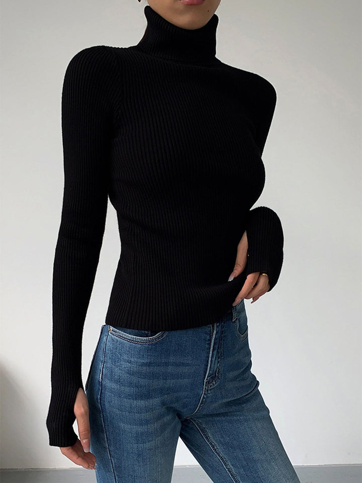 Madeleine | Women's Ribbed Turtleneck Jumper, Textured Knit Sweater | Animated Apparel