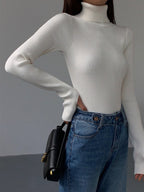 Madeleine | Women's Ribbed Turtleneck Jumper, Textured Knit Sweater | Animated Apparel