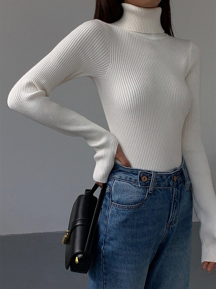 Madeleine | Women's Ribbed Turtleneck Jumper, Textured Knit Sweater | Animated Apparel